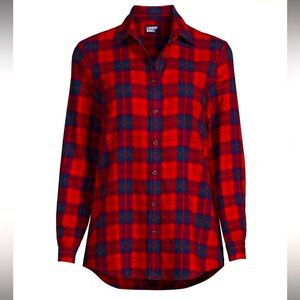 Lands’ End Flannel Shirt Red and Navy Plaid